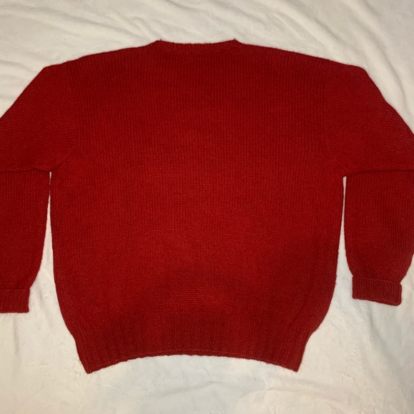 Rare Polo Ralph Lauren Hand Knit Wool Ski Polo Bear 94’ Red Sweater XL - Picture 7 of 10